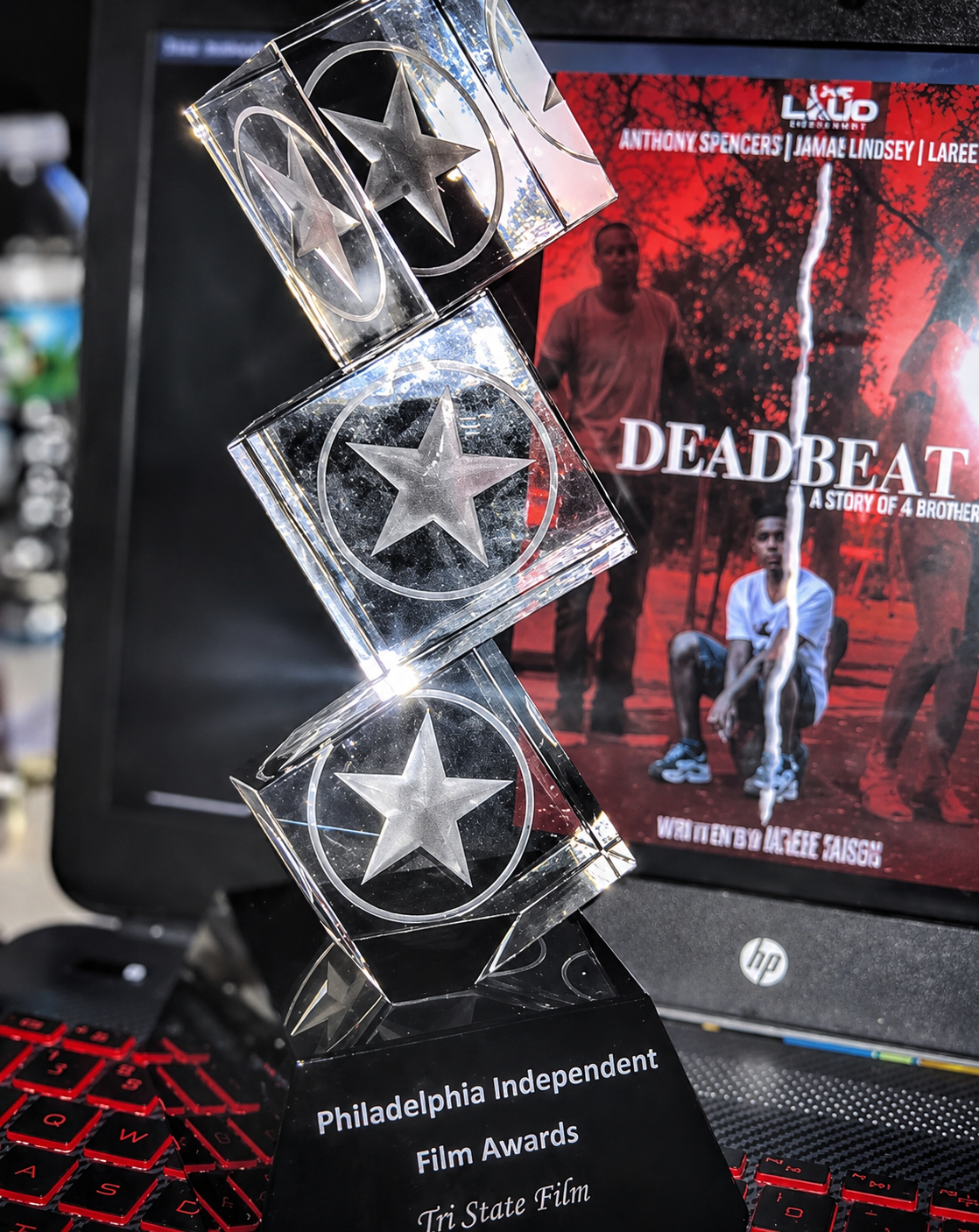 Philadelphia Independent Film Awards trophy for Deadbeat